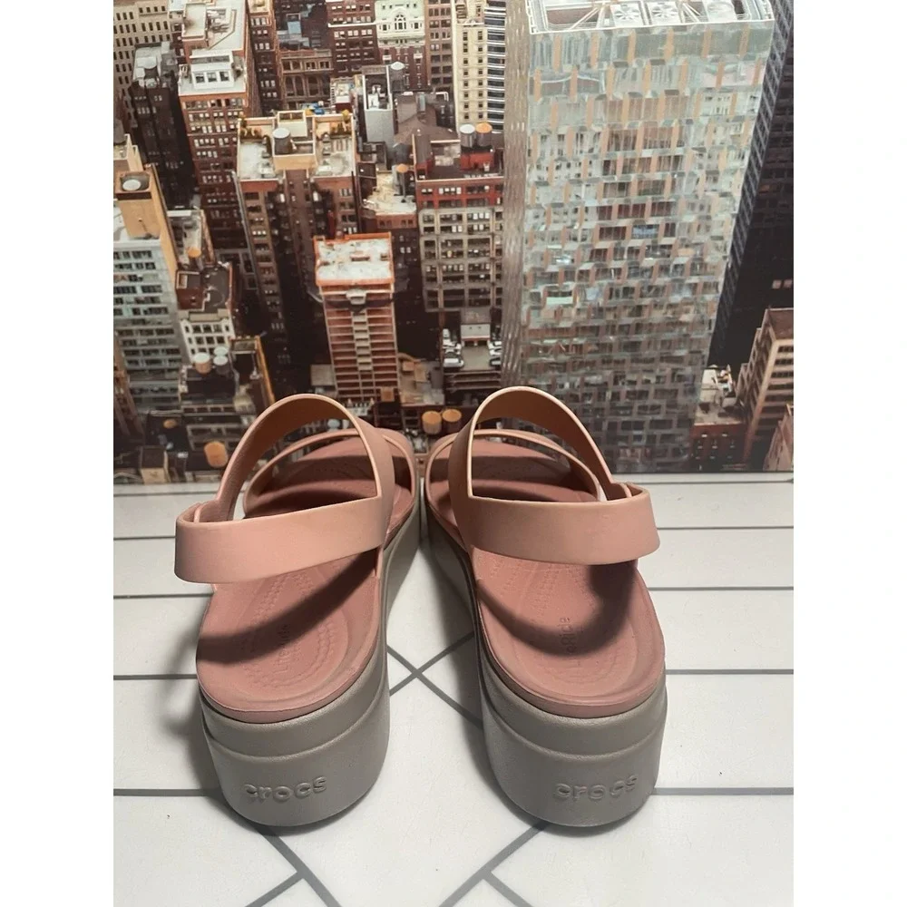 Crocs Brooklyn Low Wedge Platform Sandals Pink Women Size 7 Adjustable - Picture 4 of 12